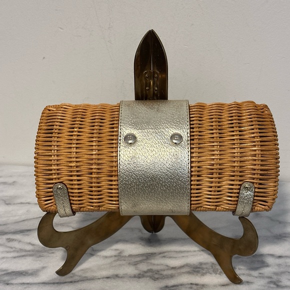 Kate spade Elegant Tan and Silver Woven Clutch